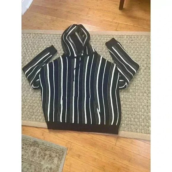 6397 || striped Baja hoodie Oversized Sweatshirt Medium - Picture 6 of 9